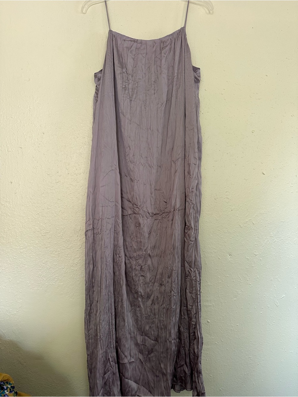 Silky Silver Maxi Slip Dress with Spaghetti Straps NWT